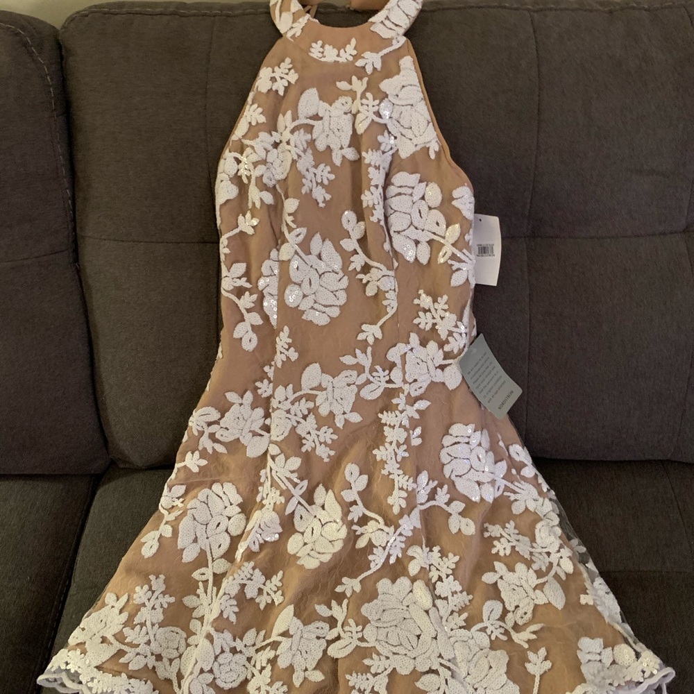 Dress the population xs  gorgeous white/nude dress